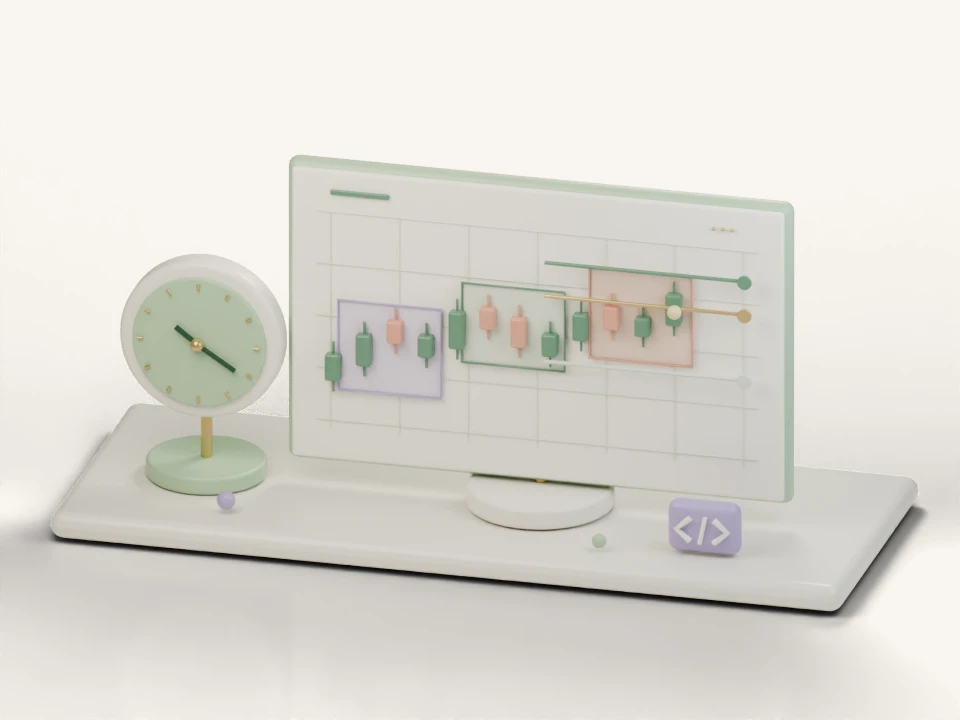 Pastel clay illustration of session ranges and key price levels: nearby levels stay in focus while their live, swept or filled states are tracked.