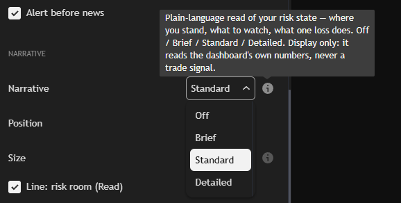 The depth control — Off / Brief / Standard / Detailed / Pro