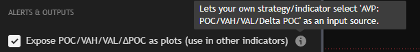 AVP exposed-plots setting — POC/VAH/VAL/ΔPOC available to other indicators as a source