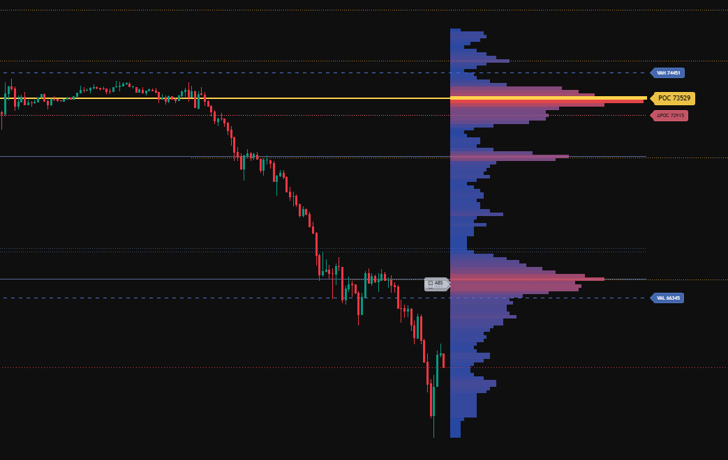 AVP histogram up close — POC/VAH/VAL/ΔPOC and an absorption flag