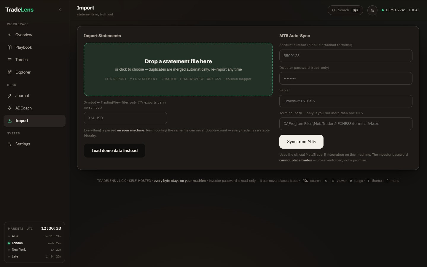 TradeLens Import screen
